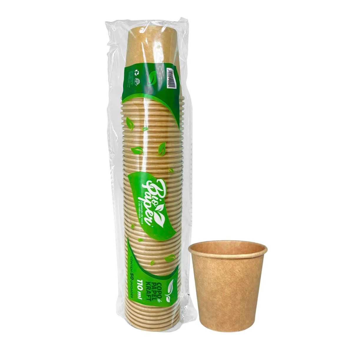 Copo de Papel Biodegradável 110ml Kraft C/50 Bio Paper