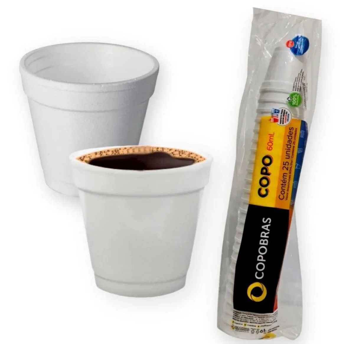 Copo de Isopor Térmico 60mL Branco C/25 Copobras