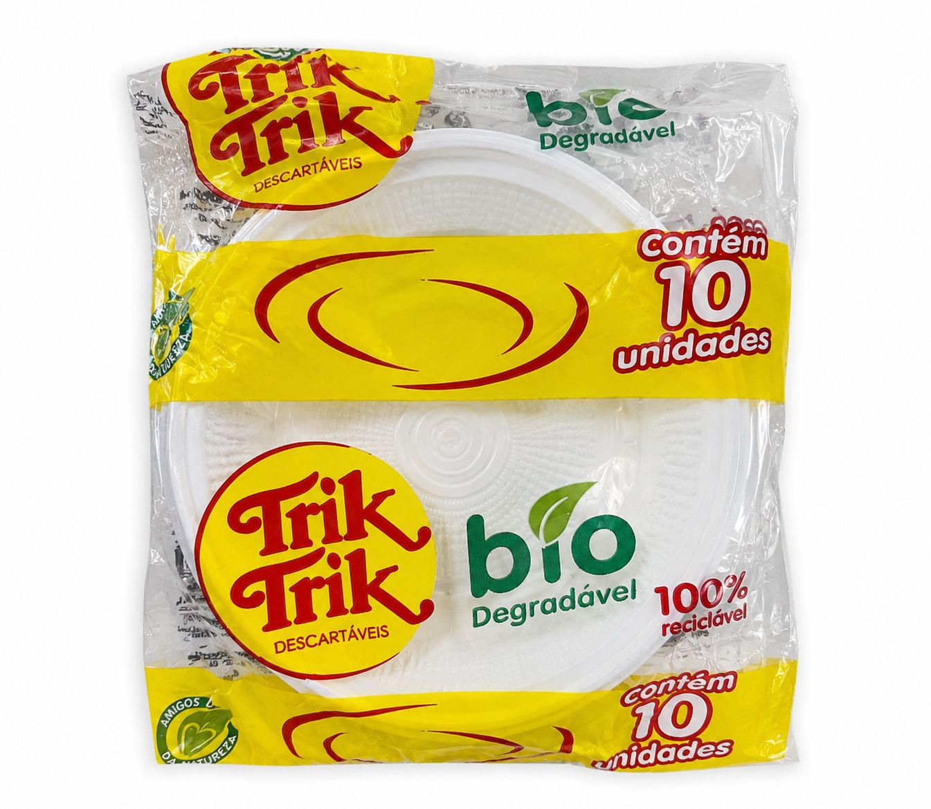 PRATO FUNDO CUMBUCA 12 CM - BIODEGRADÁVEL - BRANCO (TRIKTRIK) - 10 UNIDADES