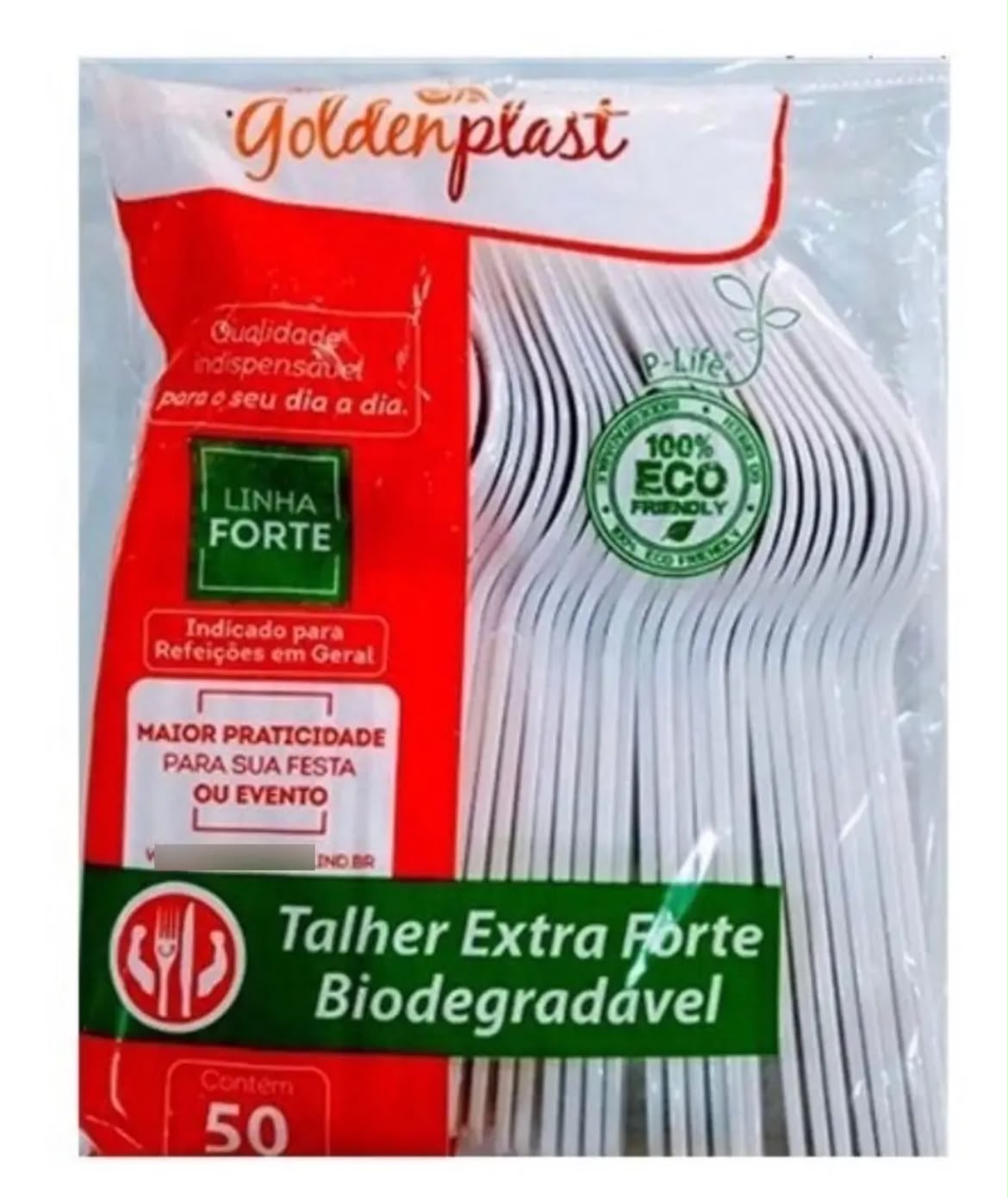 Talher Extra Forte Biodegradável Goldenplast – Pacote com 50 Unidades