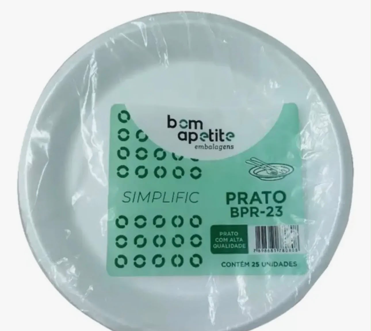 25 Prato Isopor Descartável Refeição 23cm - 100 Un