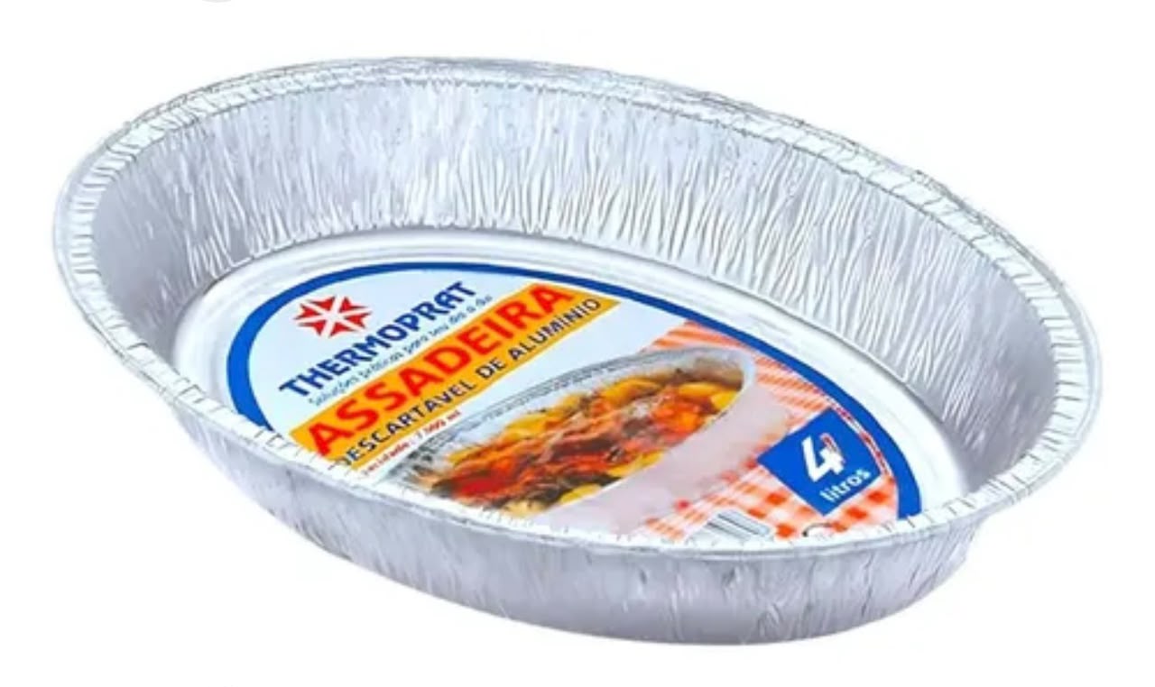 Kit 12 unidade - Assadeira Descartável Alumínio 4l Oval