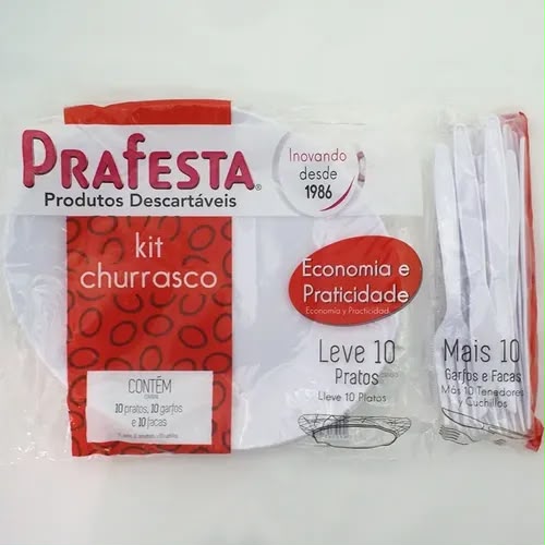 Kit Churrasco Descartável Refeição Oval Prafesta