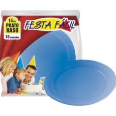 Prato Descartavel 15Cm Azul Festa Fácil - 10 uni