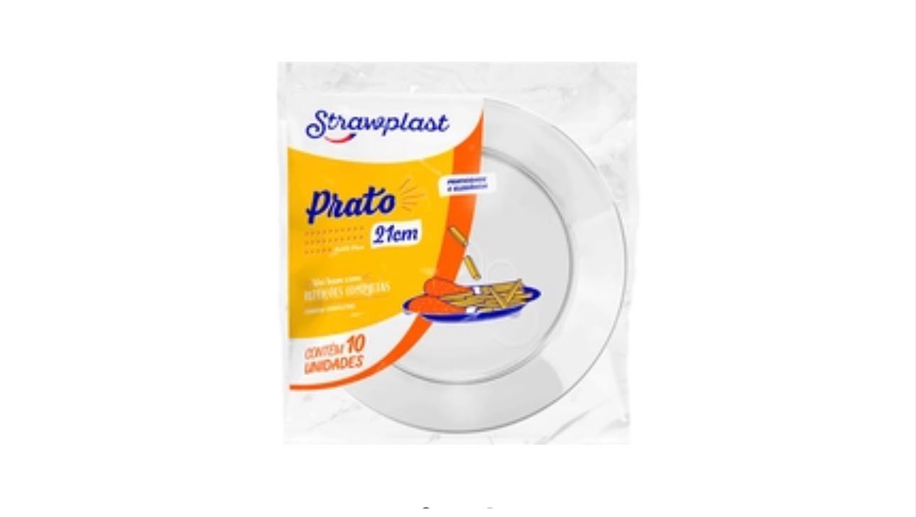 Prato Descartável Cristal 21cm Strawplast - 10un