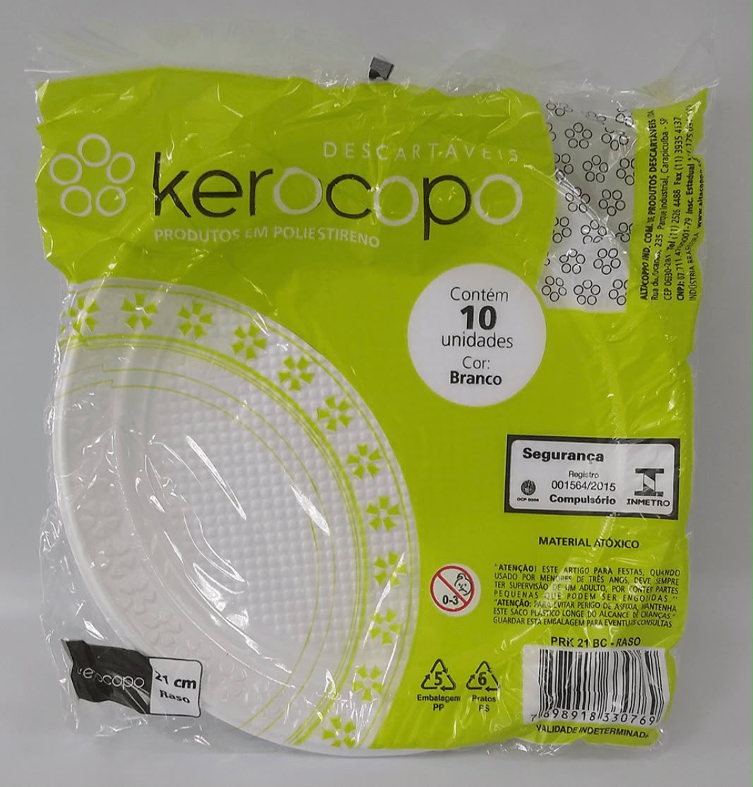 Prato Descartável Raso PR-15 Kerocopo - 10 uni